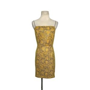 Ídem Ditto mustard yellow snake print sheath mini dress size L